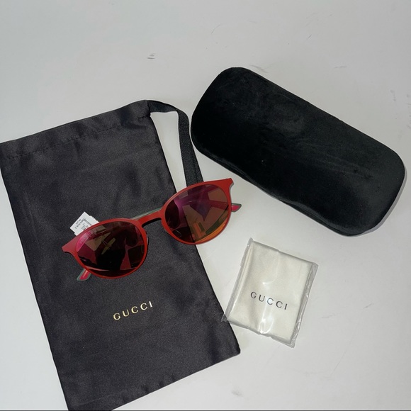GUCCI Authentic New 52mm Round Signature Logo Sunglasses With Case, Cloth & Tag - Picture 5 of 16